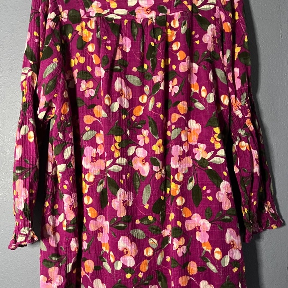 The Pioneer Woman Floral Square Neck Peasant Top Womens 1X Smocking Sleeves Boho - Picture 7 of 7